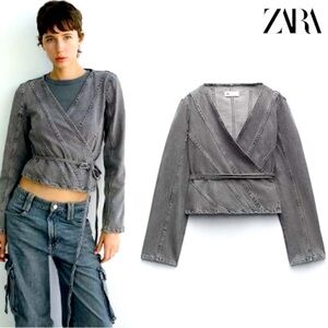 Zara Casual Denim wrap top